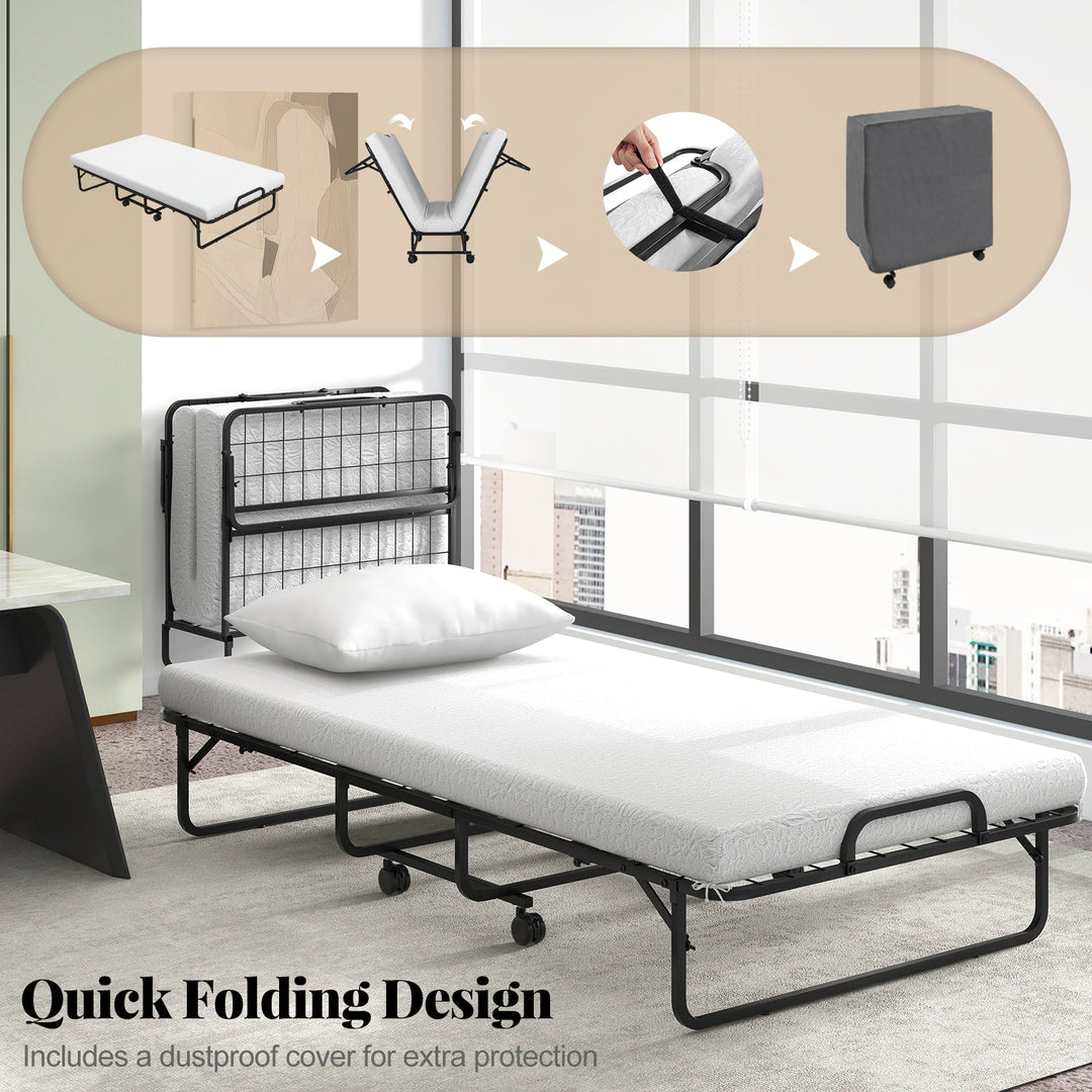 Folding Guest Bed with Memory Foam Mattress and Pillow