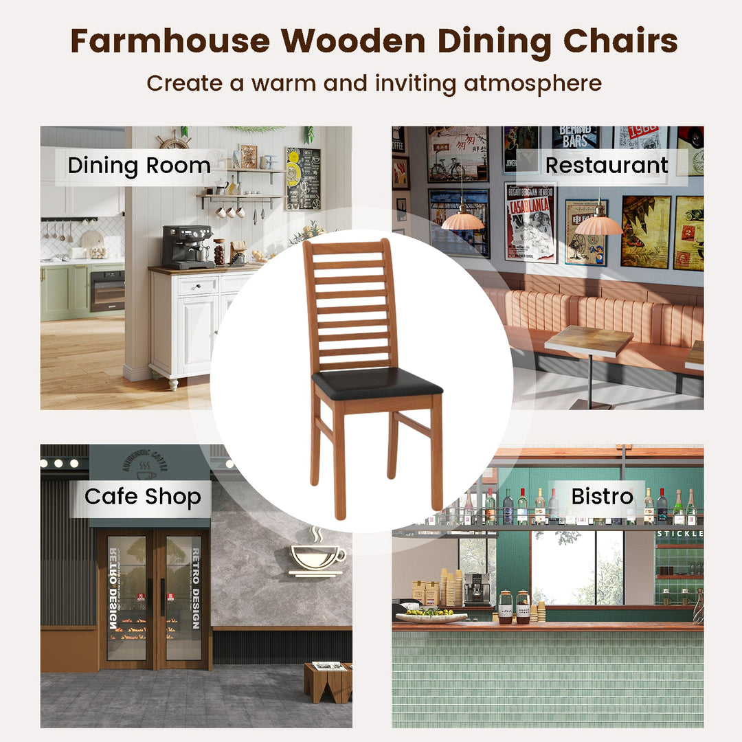 Set of 2 Wooden Dining Chair with Rubber Wood Legs for Living Room