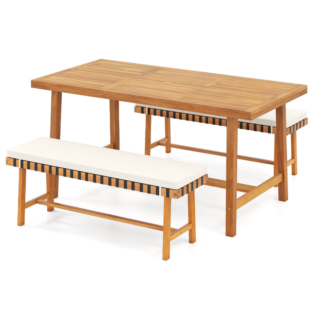 3-Piece Patio Dining Set for 4 People Farmhouse Furniture