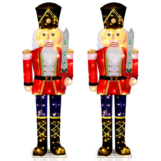 Set of 2 5 FT Christmas Nutcracker Outdoor Christmas Decoration with Glitter Sword