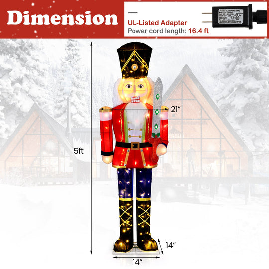 Set of 2 5 FT Christmas Nutcracker Outdoor Christmas Decoration with Glitter Sword
