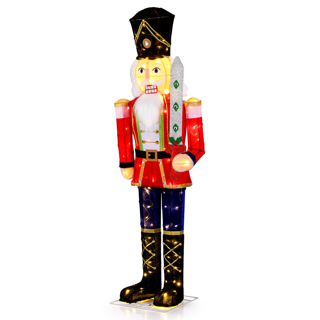 Set of 2 5 FT Christmas Nutcracker Outdoor Christmas Decoration with Glitter Sword