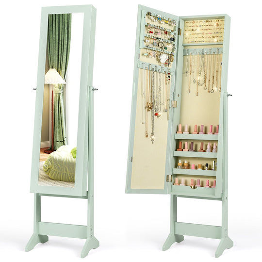 Mirrored Standing Jewelry Cabinet Storage Box