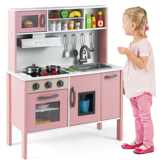 Wooden Pretend Play Kitchen Set for Toddlers