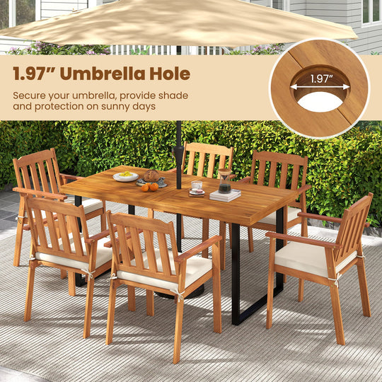 3 Pieces Patio Dining Table Set 63‚Äù Rectangle Table and 2 Backless Bench