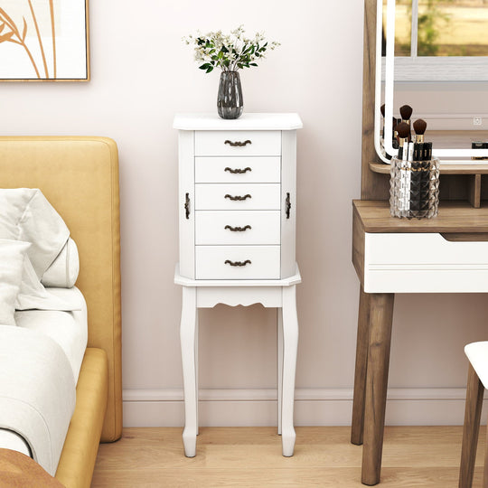 Standing Jewelry Box with 4 Drawers and 2 Side Doors