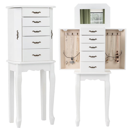 Standing Jewelry Box with 4 Drawers and 2 Side Doors