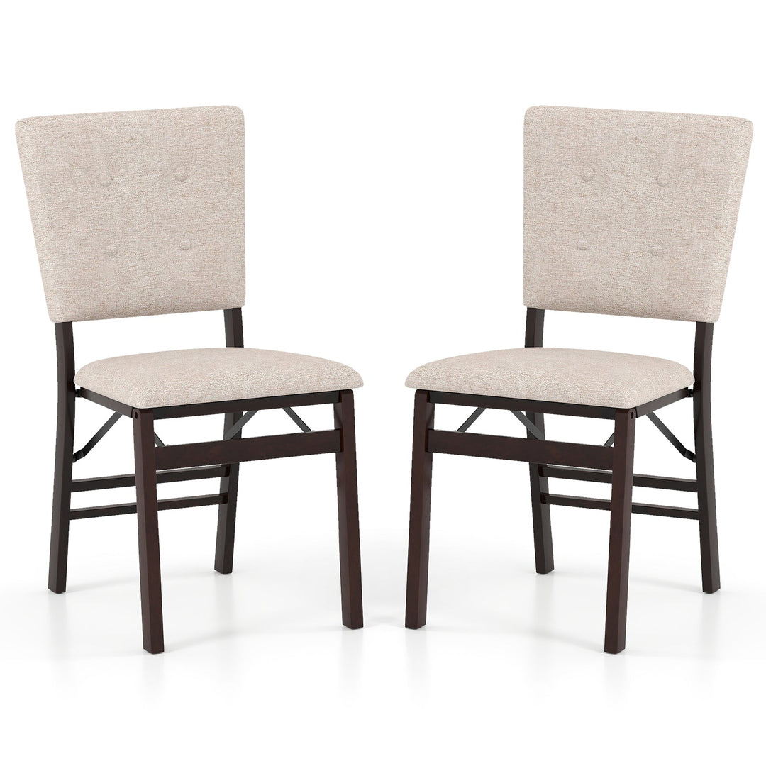 Foldable Dining Chair Set of 2 Armless Kitchen Chair with Padded Seat and Tilt Backrest