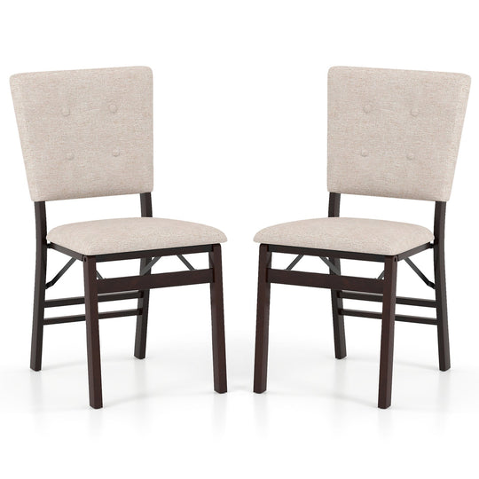Foldable Dining Chair Set of 2 Armless Kitchen Chair with Padded Seat and Tilt Backrest