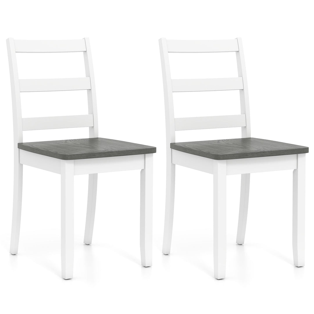 Set of 2 Wood Dining Chairs with Solid Rubber Wood Legs