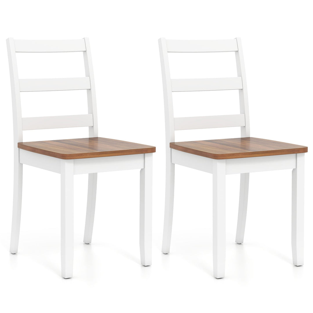 Set of 2 Wood Dining Chairs with Solid Rubber Wood Legs