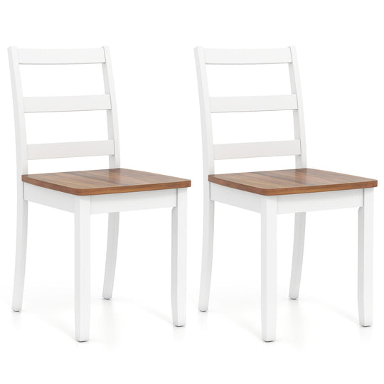 Set of 2 Wood Dining Chairs with Solid Rubber Wood Legs