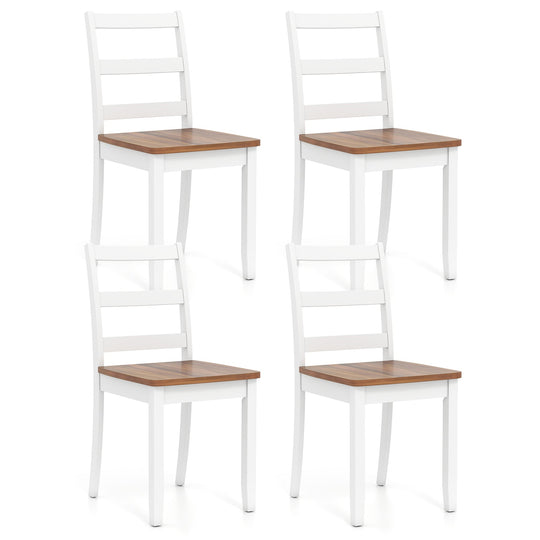 Set of 4 Wood Dining Chairs with Solid Rubber Wood Legs