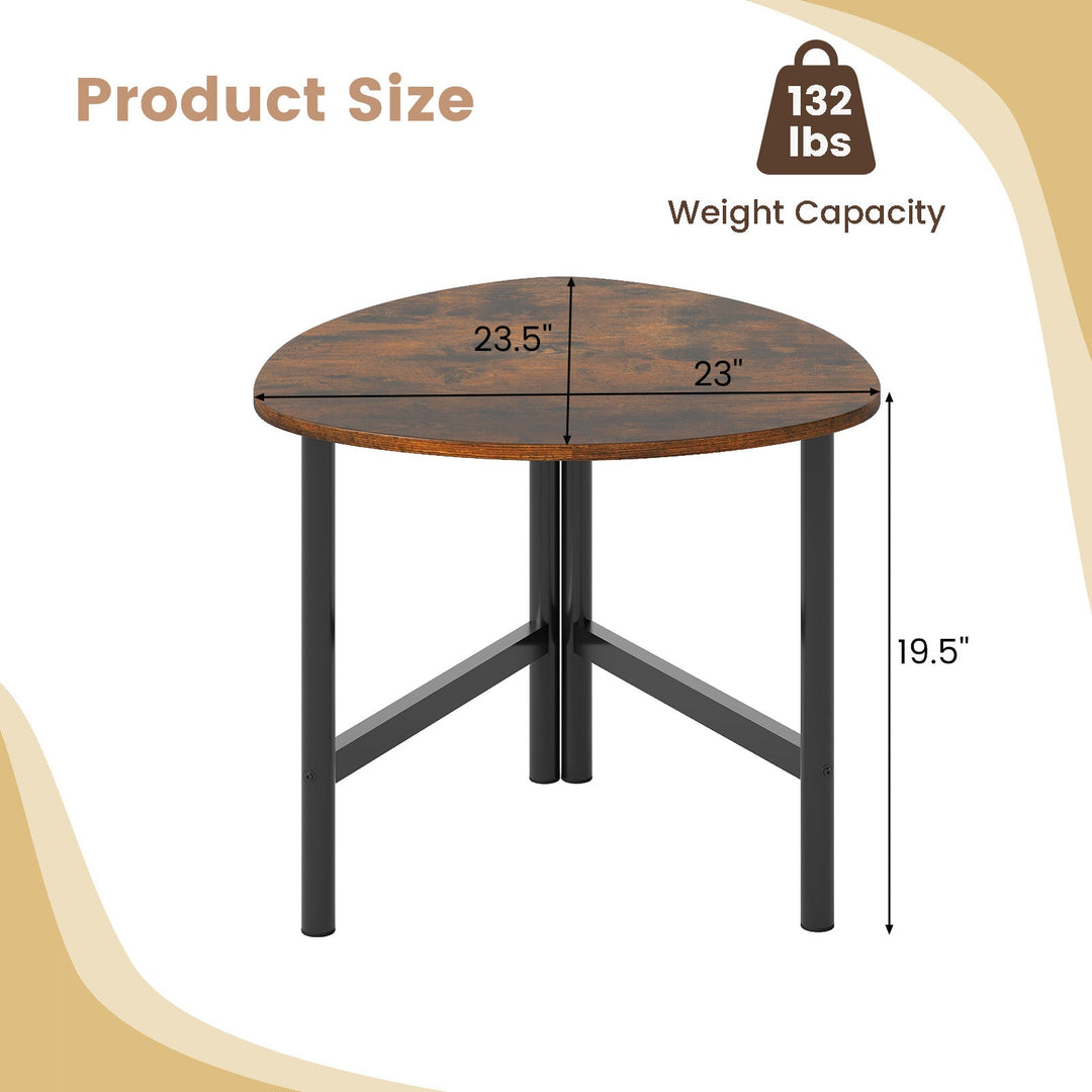 Set of 2 Triangle Coffee Table Oval with Metal Legs