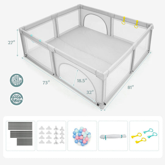 Wooden Baby Walker and Large Infant Playpen Bundle