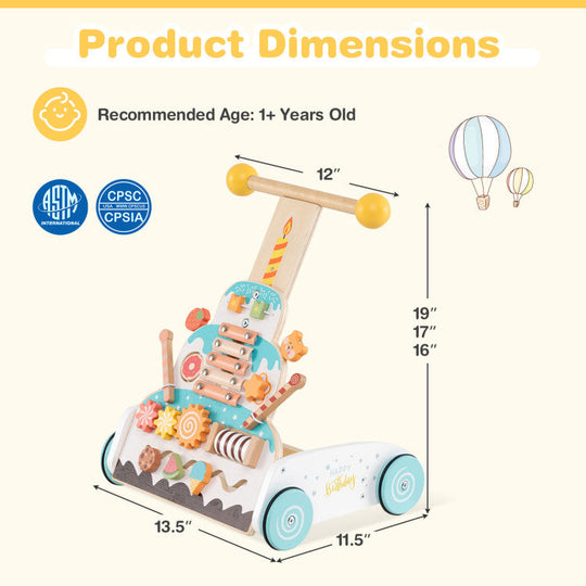 Wooden Baby Walker and Large Infant Playpen Bundle
