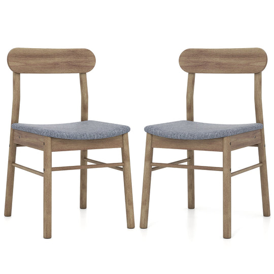 Fabric Upholstered Kitchen Armless Dining Chairs with Rubber Wood Frame Set of 2-Oak