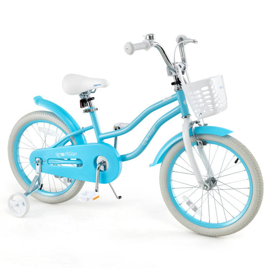 18 Inch Kids Bike with Helmet Protective Set Blue