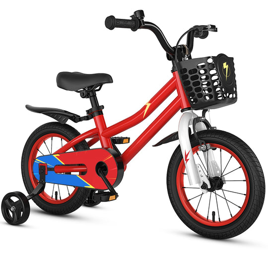 14 Inch Kids Bike Red with Pink Helmet Protective Set