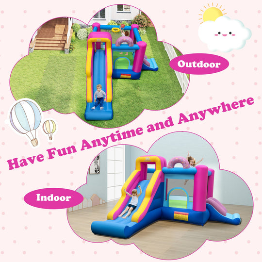 Inflatable Bounce House with Slides and Basketball Hoop (with 680W Blower)