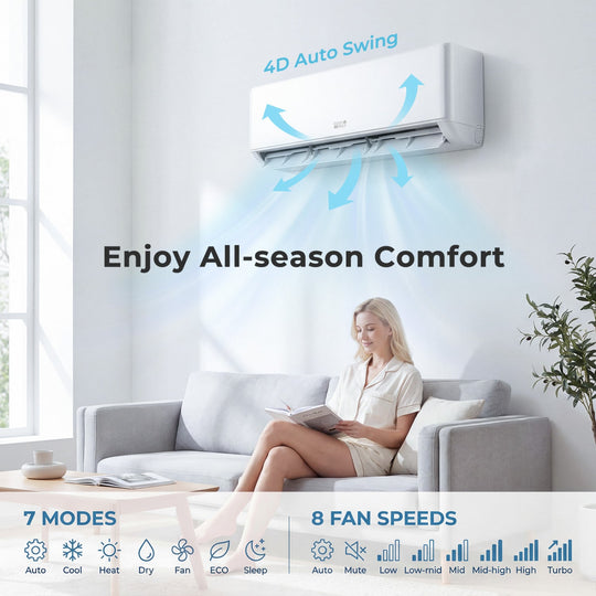 27000 BTU 2-Zone Mini Split Air Conditioner with Heat Pump