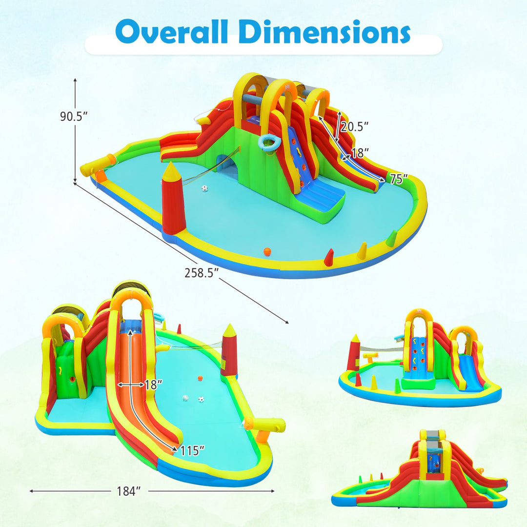 8-in-1 Giant Bounce House with 2 Long Slides and Climbing Walls for Yard Party