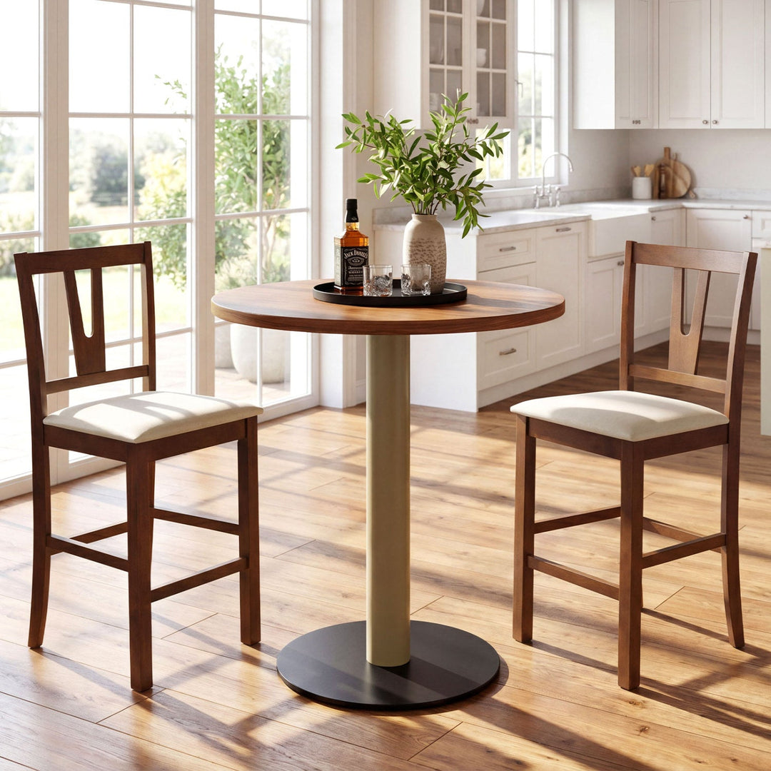 Counter Height Bar Stools with V-Back - Set of 2