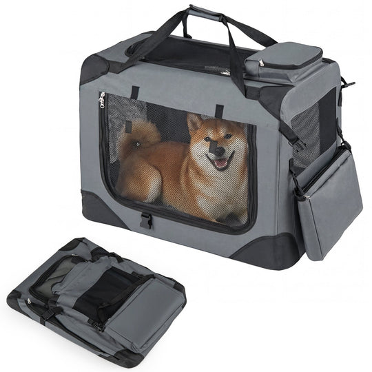 Soft Collapsible Dog Crate with Mesh Windows and 3 Doors
