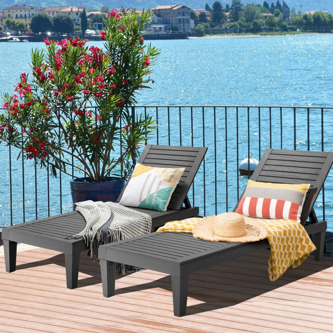 Outdoor Chaise Lounge Chair Set of 2 with 5-Position Backrest