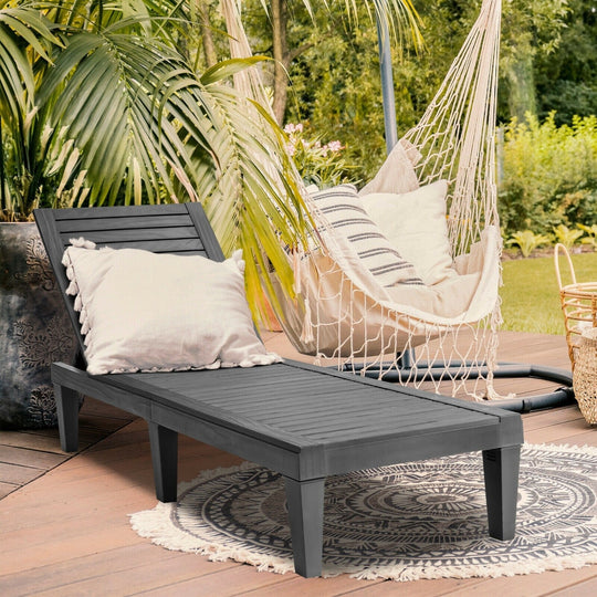 Outdoor Chaise Lounge Chair Set of 2 with 5-Position Backrest