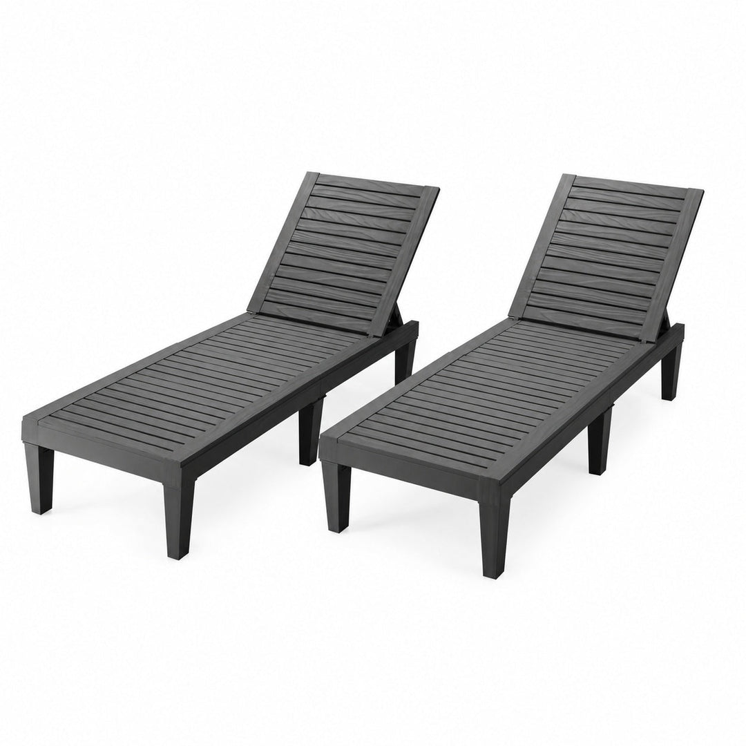 Outdoor Chaise Lounge Chair Set of 2 with 5-Position Backrest