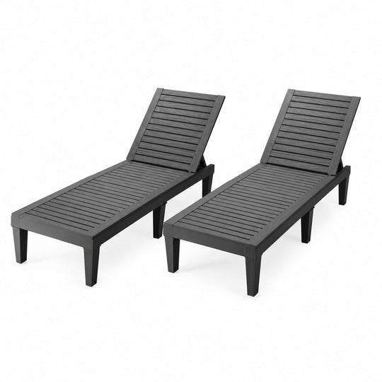 Outdoor Chaise Lounge Chair Set of 2 with 5-Position Backrest