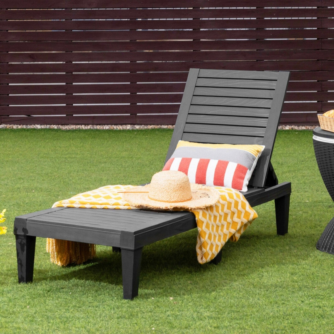 Outdoor Chaise Lounge Chair Set of 2 with 5-Position Backrest