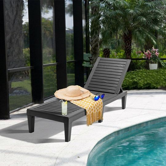 Outdoor Chaise Lounge Chair Set of 2 with 5-Position Backrest