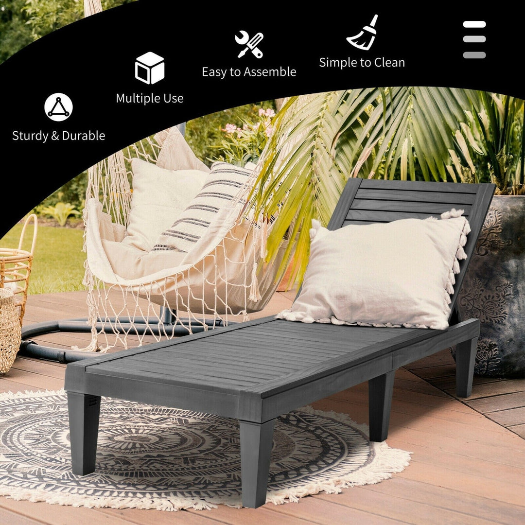 Outdoor Chaise Lounge Chair Set of 2 with 5-Position Backrest