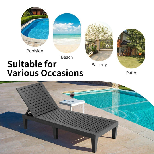 Outdoor Chaise Lounge Chair Set of 2 with 5-Position Backrest