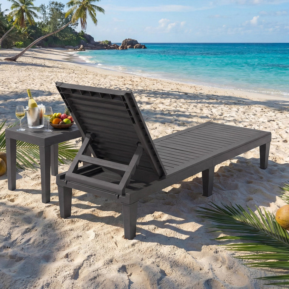 Outdoor Chaise Lounge Chair Set of 2 with 5-Position Backrest