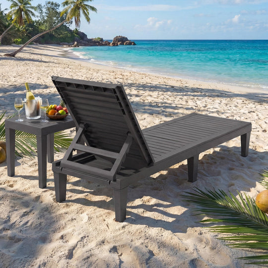 Outdoor Chaise Lounge Chair Set of 2 with 5-Position Backrest