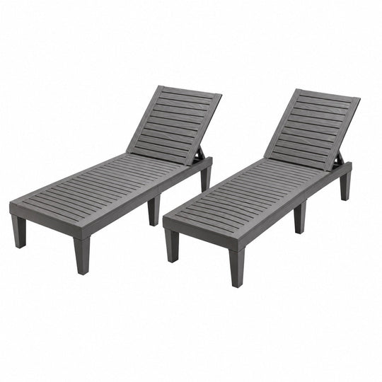 Outdoor Chaise Lounge Chair Set of 2 with 5-Position Backrest