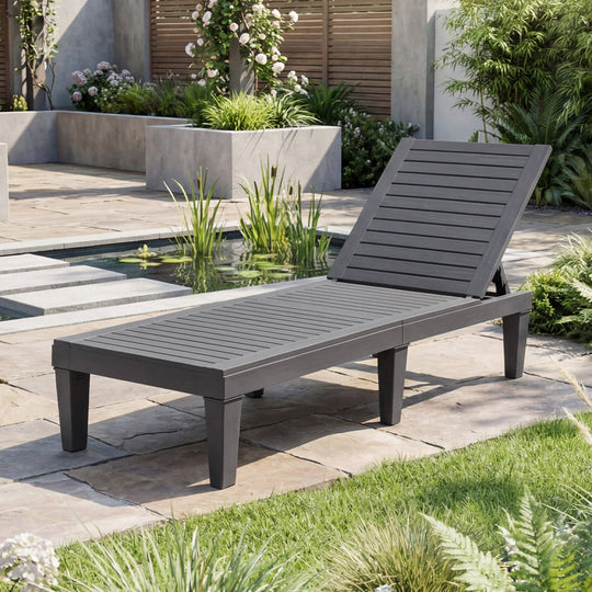 Outdoor Chaise Lounge Chair Set of 2 with 5-Position Backrest