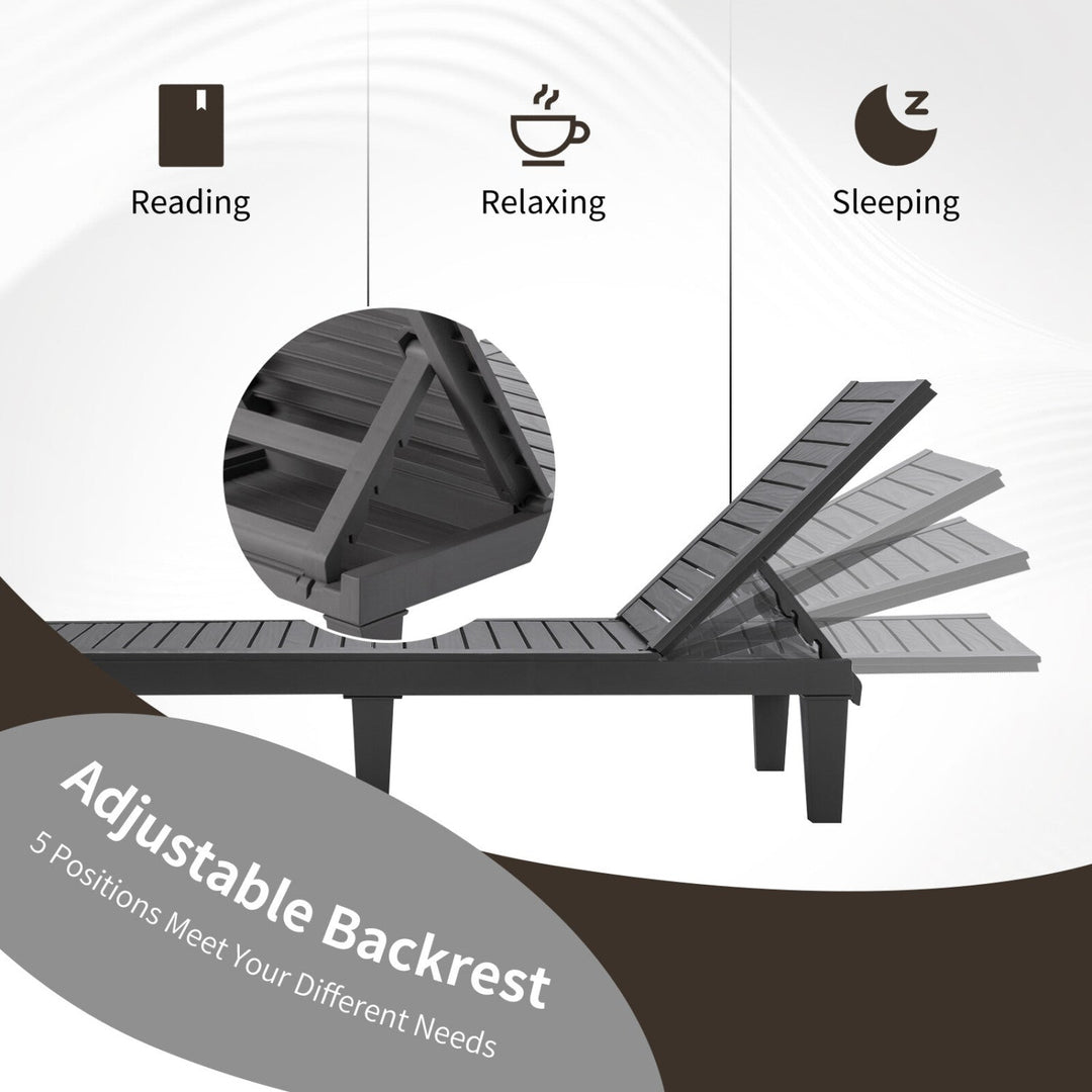 Outdoor Chaise Lounge Chair Set of 2 with 5-Position Backrest