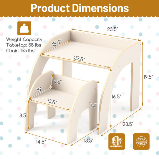 Kids Table and Chair Set with Tree Bookshelf Organizer