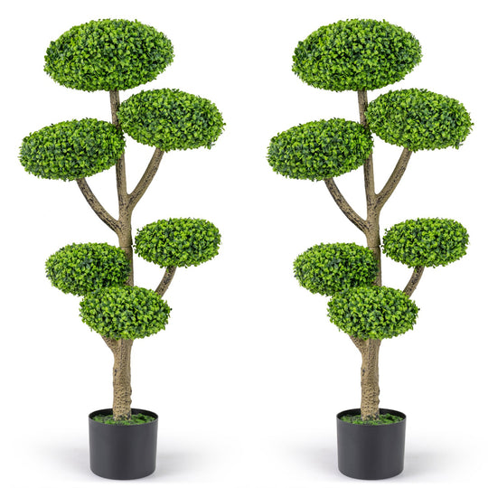 6-Ball Topiary Tree Set of 2 with Weighted Base