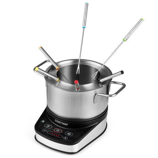 Electric Fondue Pot Set 3.2 QT with 6 Forks and Temperature Control