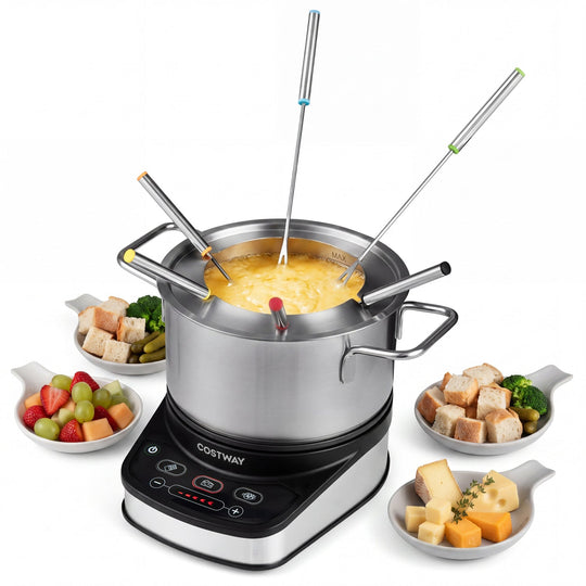 Electric Fondue Pot Set 3.2 QT with 6 Forks and Temperature Control