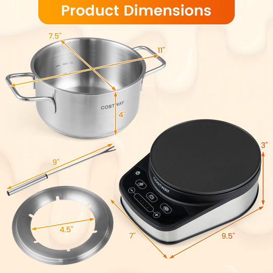Electric Fondue Pot Set 3.2 QT with 6 Forks and Temperature Control