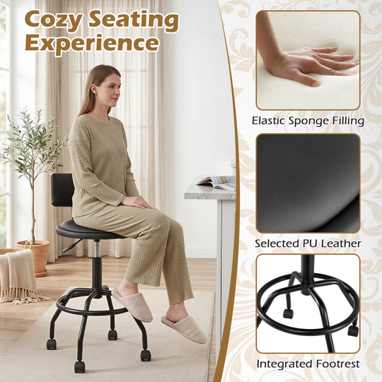 Swivel Bar Stools Set of 4 with Adjustable Height & Backrest