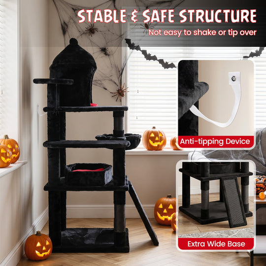 50-Inch Gothic Multi-Level Cat Tree with Castle House