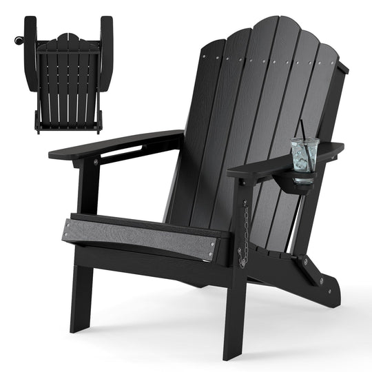 Folding Adirondack Chair with High Backrest - HDPE Weather Resistant