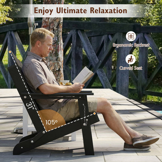 Folding Adirondack Chair with High Backrest - HDPE Weather Resistant
